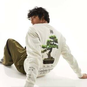 ASOS Cream Sweater with Green Tree Design